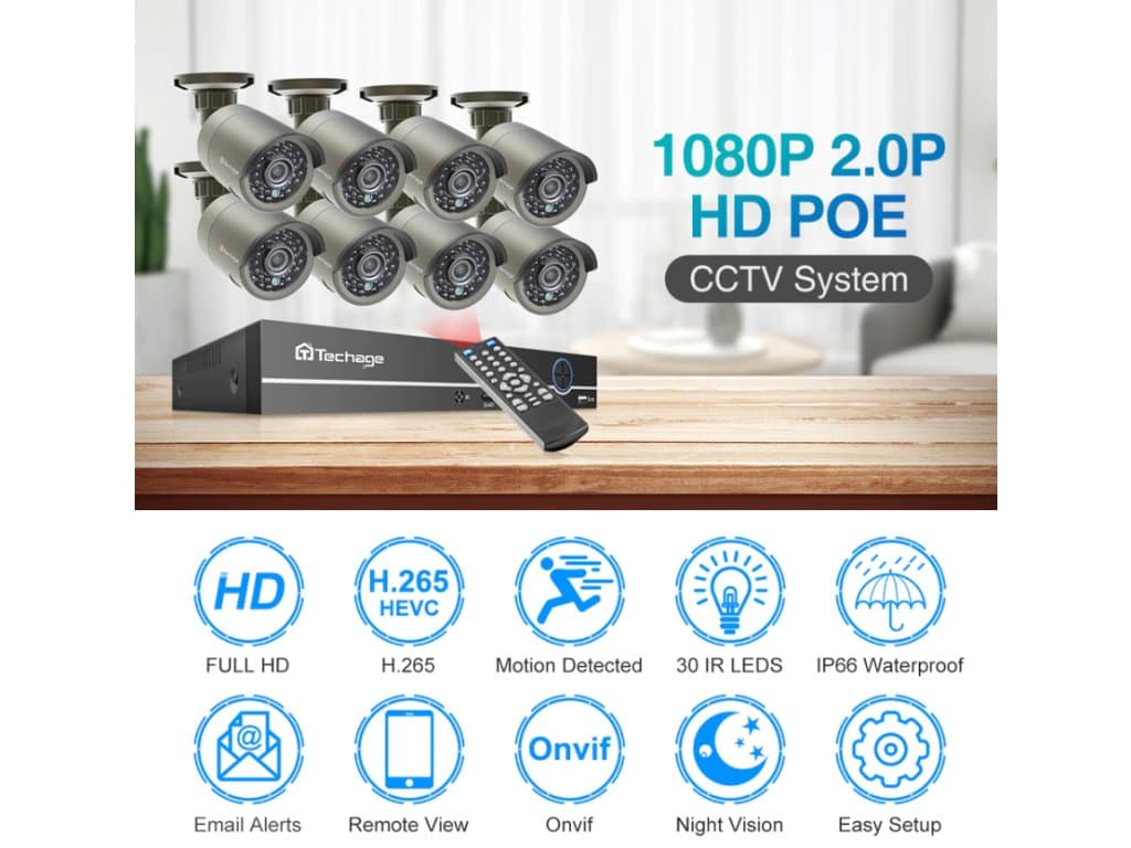 1080P Bezpečnostní kamerový systém Wifi 4x Kamera audio záznam 2MP