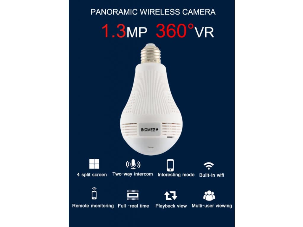 Bezdrátová panoramatická bezpečnostní kamera Skrytá kamera WiFi audio 360