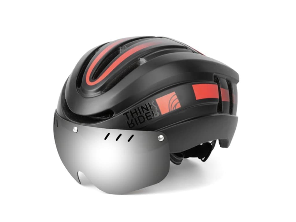 Cyklistická helma PROMEND LED svítilna černá červená