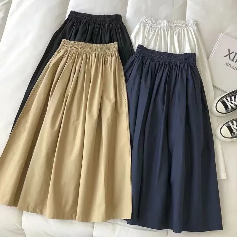 Dámské mini sukně s vysokým pasem a áčkovým pasem, bavlněné khaki, pracovní, ležérní, letní, korejský styl, všestranné