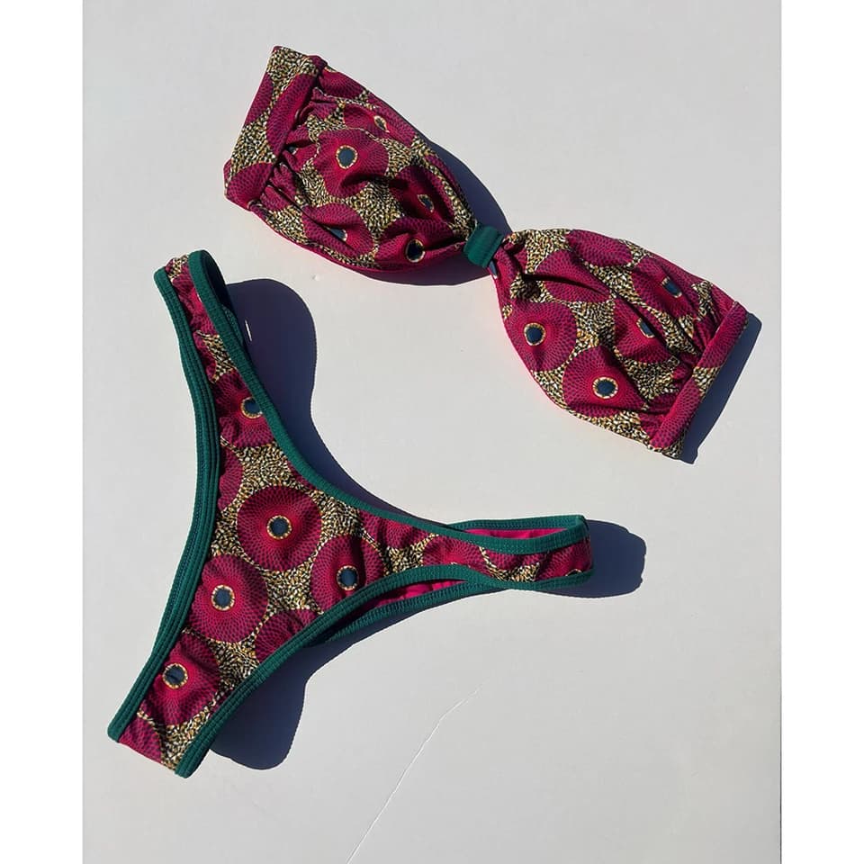 Sexy Push Up Bikini Set - Bandeau Swimwear Brazilian Style Micro Bikini Print Beachwear Women