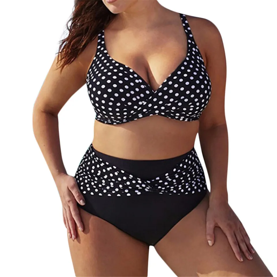 Women's Polka Dot Bikini Set - Y2K Style Two Piece Swimsuit Plus Size Beach Swimwear