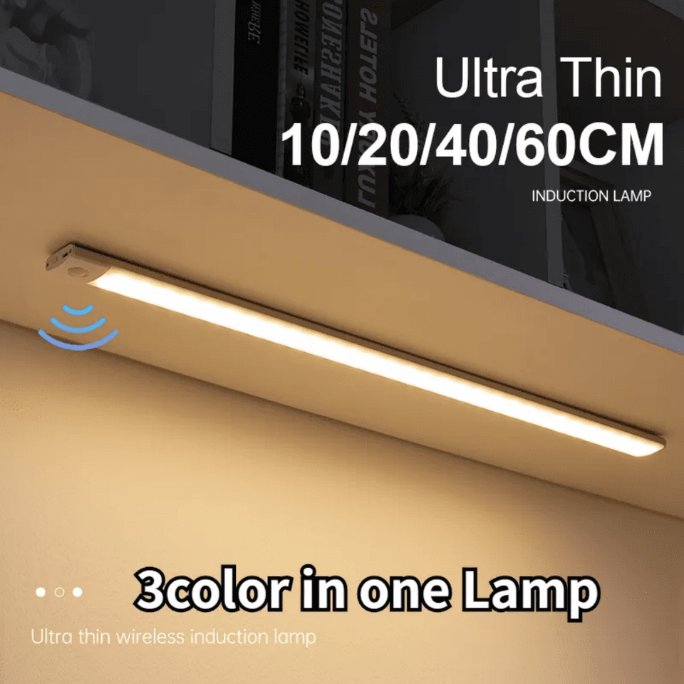 Bezdrátové LED osvětlení pod skříňku s USB senzorem, dobíjecí, pro kuchyň, ložnici a šatní skříň.