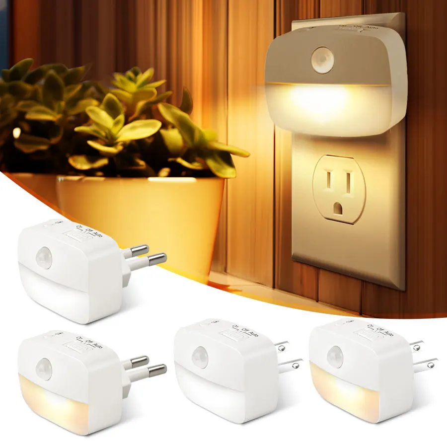 LED noční světlo s pohybovým senzorem, stmívatelné, nástěnné, zásuvné, pro ložnici, koupelnu, chodbu, děti