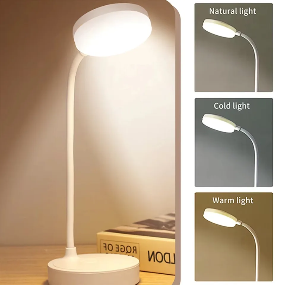 USB LED stolní lampa se 3 barevnými režimy stmívatelné světlo pro péči o zrak do ložnice, kanceláře, studijního stolu