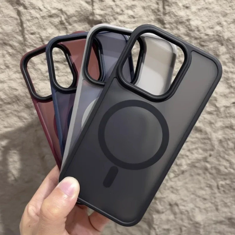 Magnetický kryt na telefon pro iPhone 16 15 14 13 12 11 Pro Max - průsvitný kryt kompatibilní s MagSafe