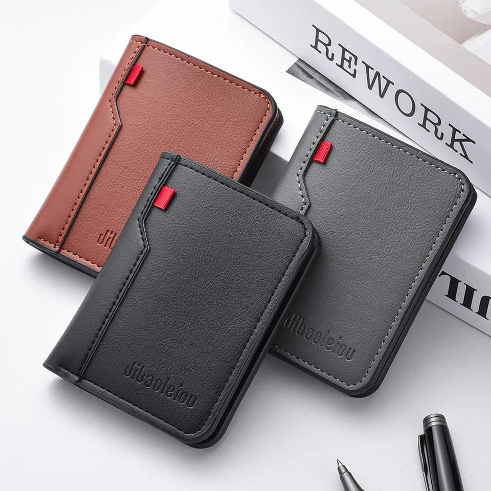 Mini tenká peněženka z umělé kůže pro muže - ultra tenký vertikální design