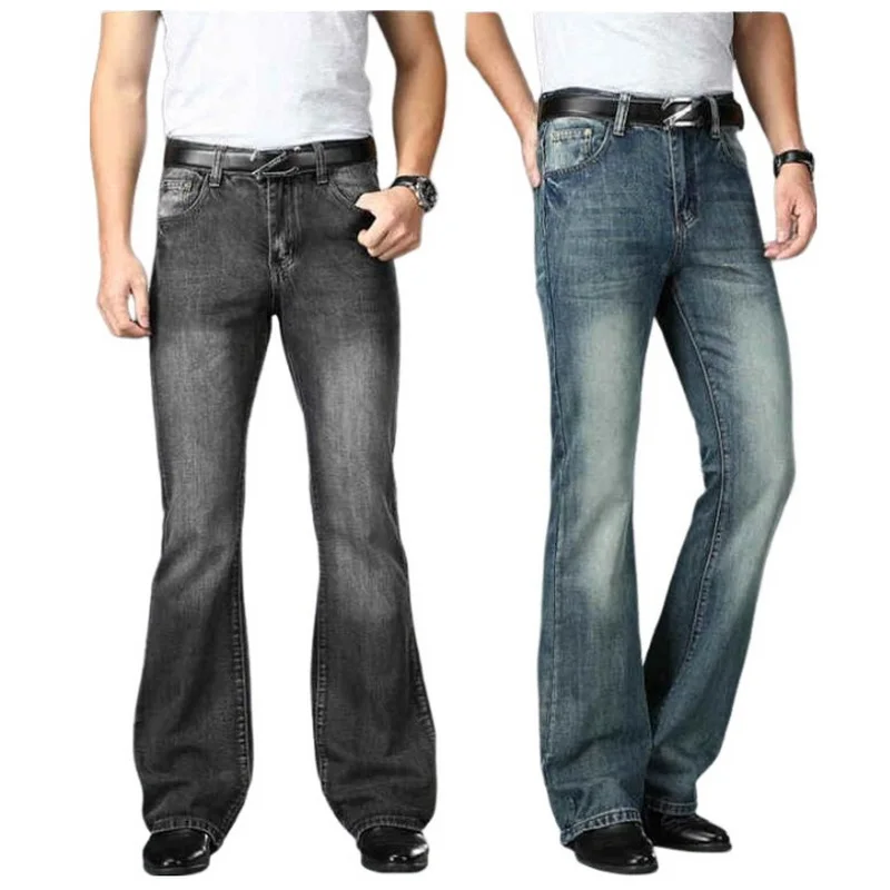 Pánské džíny s rozšířenými nohavicami - klasické volné kalhoty bootcut střihu