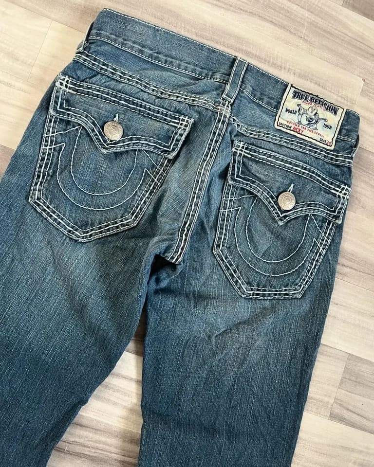 Pánské vintage džíny s výšivkou Buddhy - volné rovné kalhoty Y2K stylu