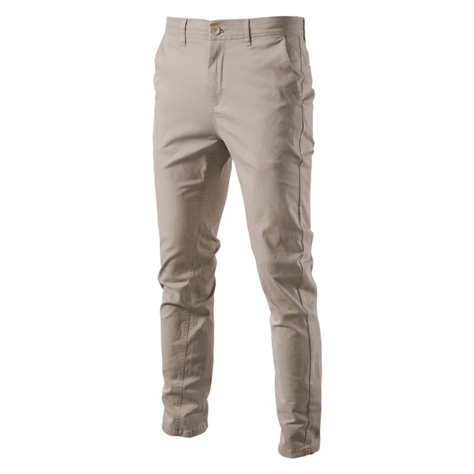 Pánské bavlněné kalhoty slim fit casual business elegantní jednobarevné jarní podzimní