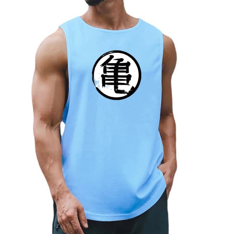 Pánské fitness tílko s anime motivem - rychleschnoucí tričko na posilování