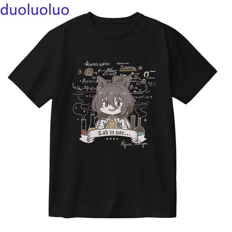 Černé tričko Agnes Tachyon Uma Musume unisex krátký rukáv bavlna anime manga