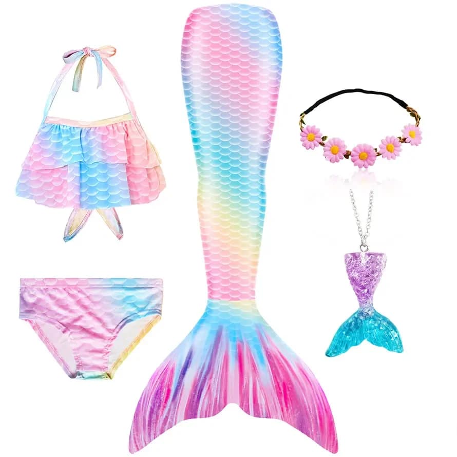 Dětský kostým mořská víla s ocasem plavky bikini halloween kostým pro holky