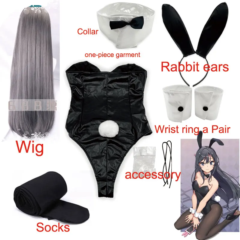 Dámský cosplay kostým zajíčka s černými punčochami a podpatky na Halloween