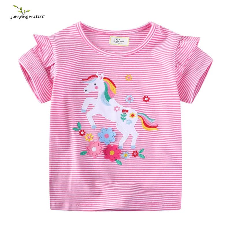 Dětské tričko s jednorožcem - roztomilý letní top pro holky 2-7 let, bavlněné, krátký rukáv