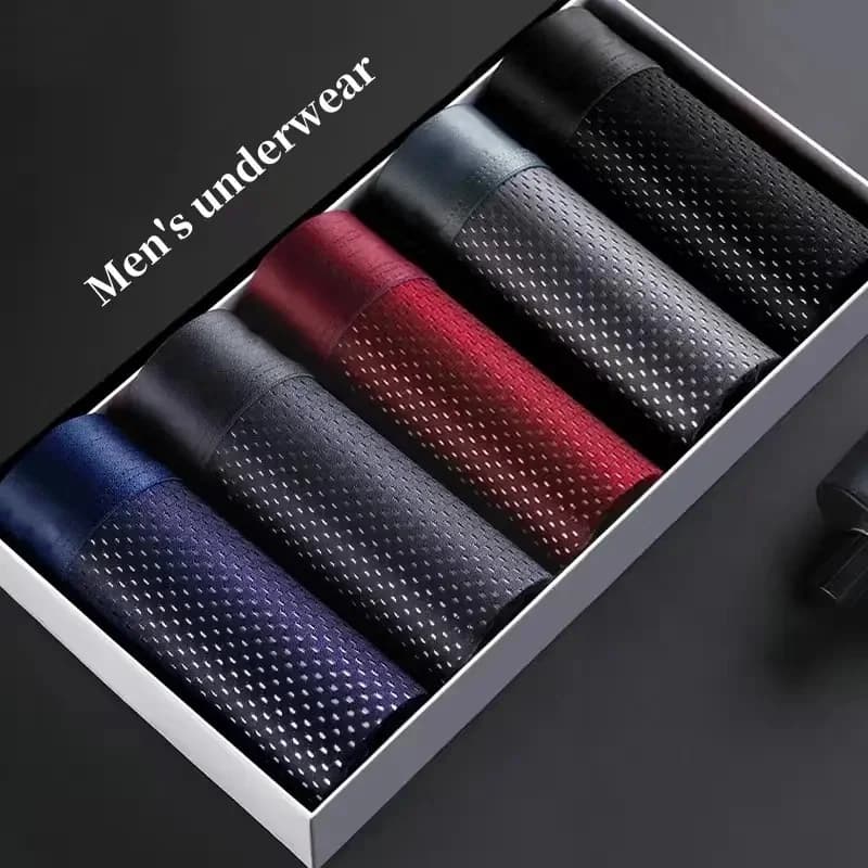 Pánské boxerky prodyšné hedvábné síťované spodní prádlo Cool Comfort L-5XL 5ks