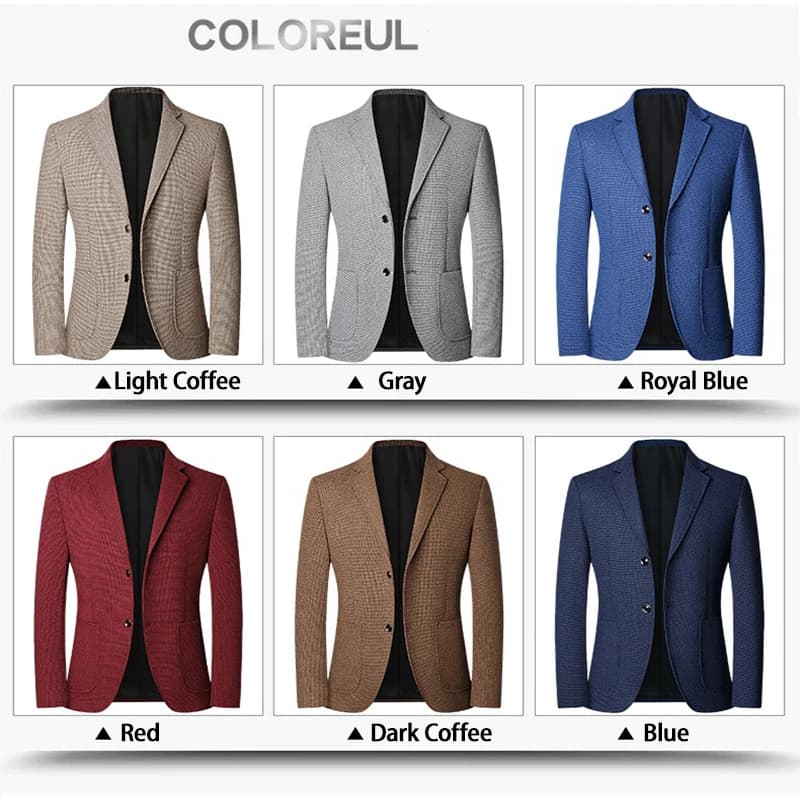 Pánské kostkované sako do práce i volného času - módní jarní/podzimní slim fit blazer