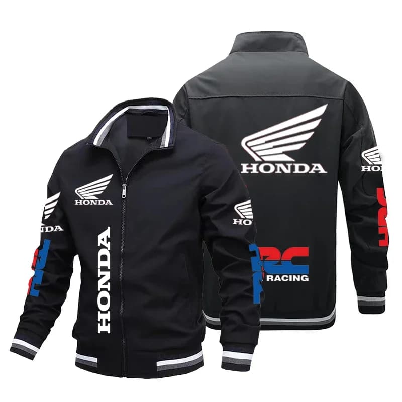 Pánská kožená motorkářská bunda - sportovní bomber se stylovou nášivkou, černá XL
