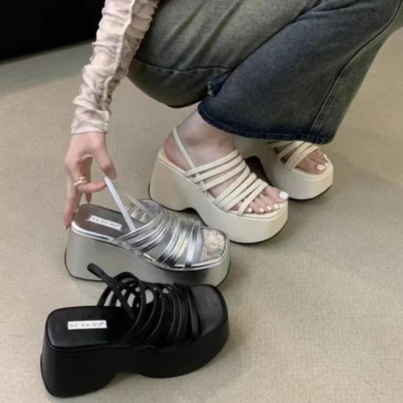 Dámské letní sandály na klínku voděodolné módní high heel plážové boty elegantní design