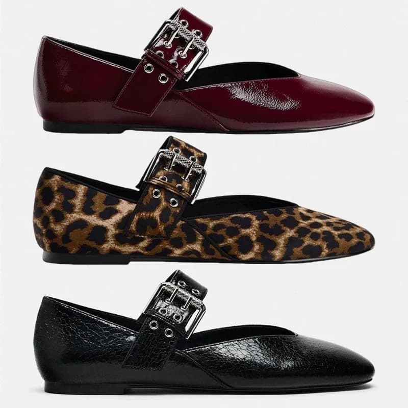 Dámské baleríny a loafers leopardí vzor retro špičatou špičkou podzimní obuv 2024