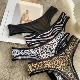 Dámské sexy kalhotky s leopardím potiskem, tanga s nízkým pasem, ledově hedvábné, bezešvé bavlněné g-string spodní prádlo Sxy Lingerie - náhled 5