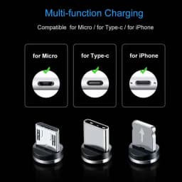 3 v 1 kulatý magnetický telefonní kabel pro micro/iOS/type C mobilní telefon rychlé nabíjení magnetický USB kabel pro samsung s9 xiaomi mi a2 - náhled 3