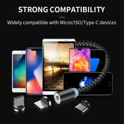 3 v 1 kulatý magnetický telefonní kabel pro micro/iOS/type C mobilní telefon rychlé nabíjení magnetický USB kabel pro samsung s9 xiaomi mi a2 - náhled 5