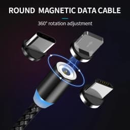 3 v 1 kulatý magnetický telefonní kabel pro micro/iOS/type C mobilní telefon rychlé nabíjení magnetický USB kabel pro samsung s9 xiaomi mi a2 - náhled 2