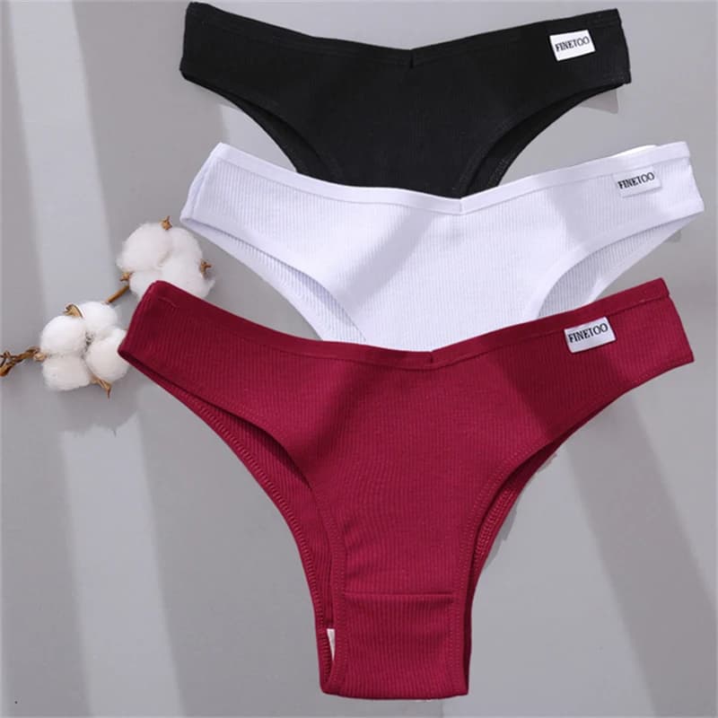 FINETOO Dámské bavlněné kalhotky Dámské sexy V pas brazilské spodní prádlo Dámské kalhotky s T-back back kalhotky M-XL Dívčí spodní prádlo