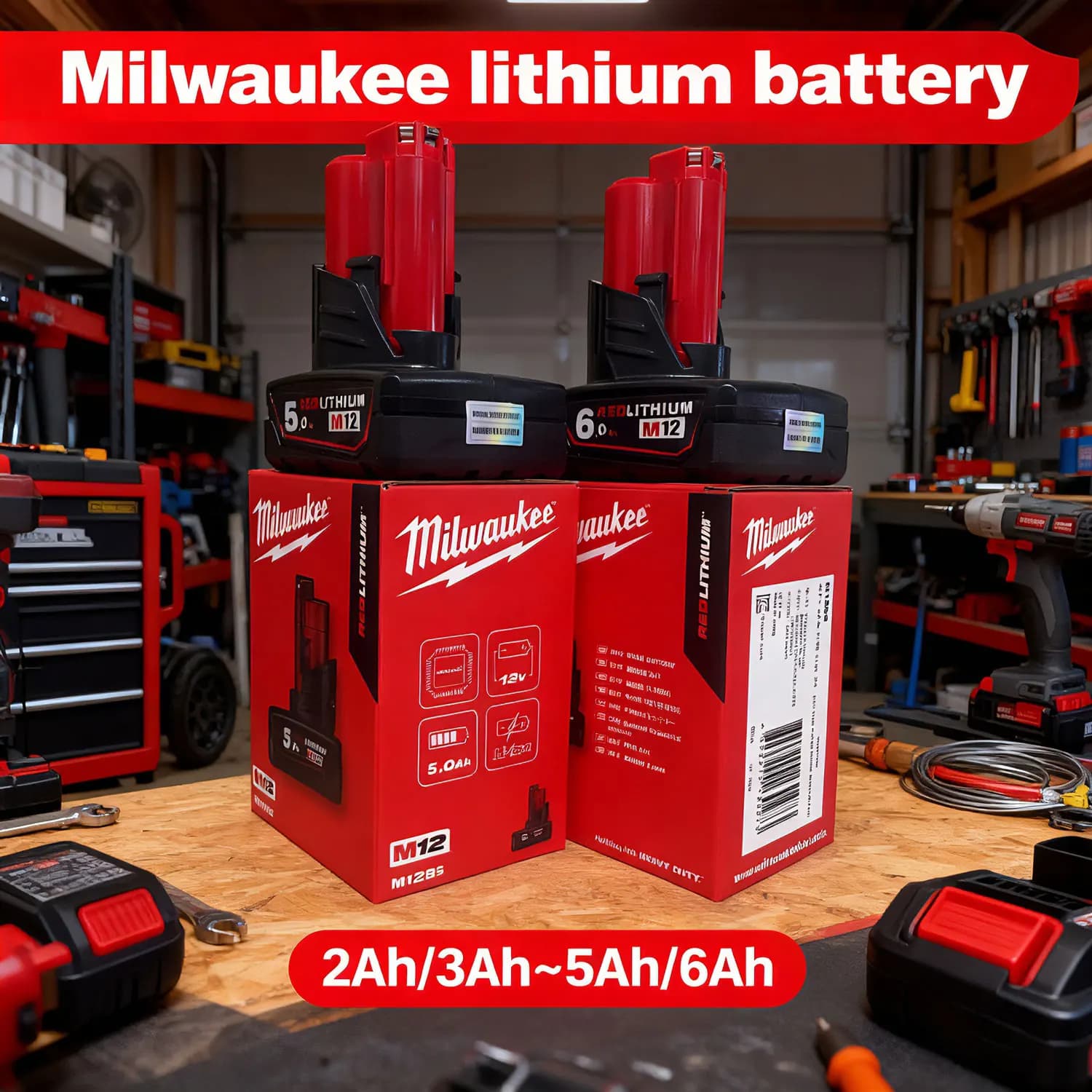 Originální lithiová baterie Milwaukee M12 12V 5000mAh/6000mAh M1248-11-2401 48-11-242 Baterie pro elektrické nářadí M12 B6