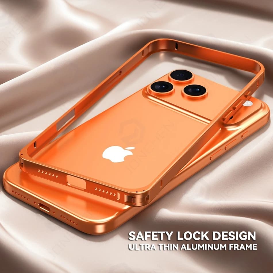 17pro Lehký hliníkový kovový nárazník Pouzdro Oranžové Pro iPhone 12 13 14 Plus 15 16 17 Pro Max Ultra Thin Alloy Back Frame Příslušenství