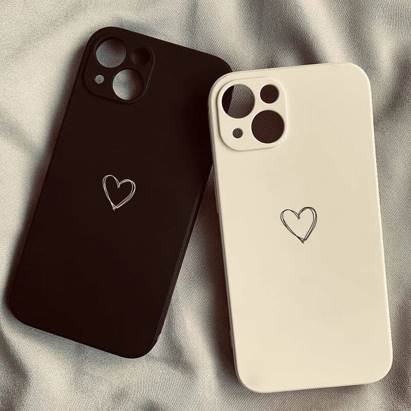 Jednoduchý roztomilý silikonový kryt s motivem srdce pro páry s motivem lásky pro iPhone 16 Pro Max 17 14 15 11 13 12 Mini XR XS 8Plus Kawaii měkký silikonový kryt