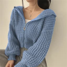 Korean Chic Knitted Sweater Coat Women Autumn Winter Fashion Solid Hoodie Zip-up Cardigan Lady Casua