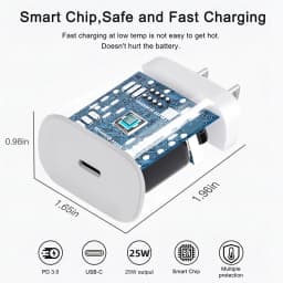 Sady 25W PD rychlonabíječky do zásuvky + 20W 6,6 FT kabel pro rychlé nabíjení typu C pro iPhone kompatibilní s iPhone 14/13/12/12/Max/11/Xs Max - náhled 6