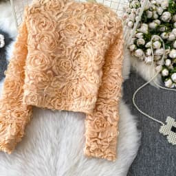 Podzimní jarní nový růžový voňavý kabát dámská módní krajková bunda s diamantovým vzorem - náhled 6