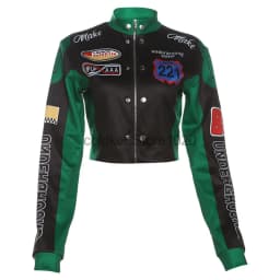 Nová dámská módní hipster bunda s potiskem písmen Y2K, hipsterské motocyklové bundy, jarní a podzimní jednořadý ležérní kabát - náhled 5