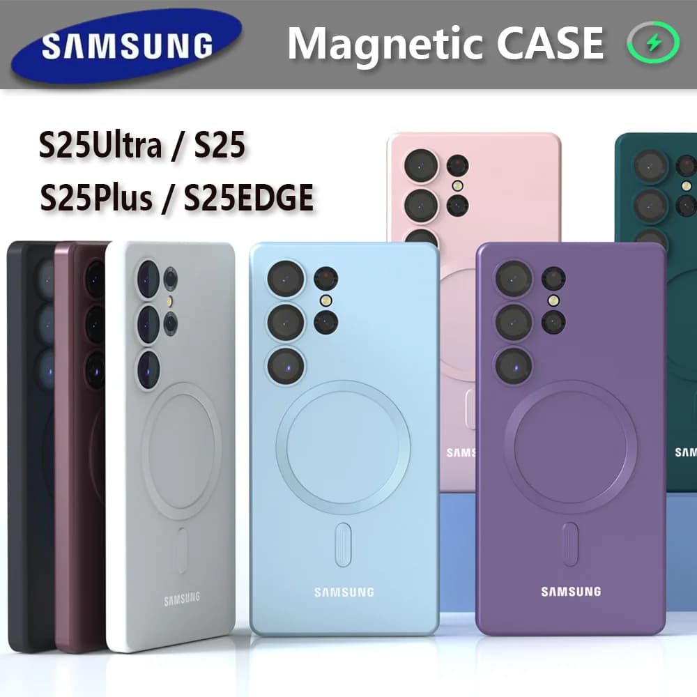 Magnetický měkký kryt na mobilní telefon pro Samsung Galaxy S25 Ultra, magsafe S25Ultra S25 S24 S23 S22 S21 S20 FE Plus Plusl, plný kryt