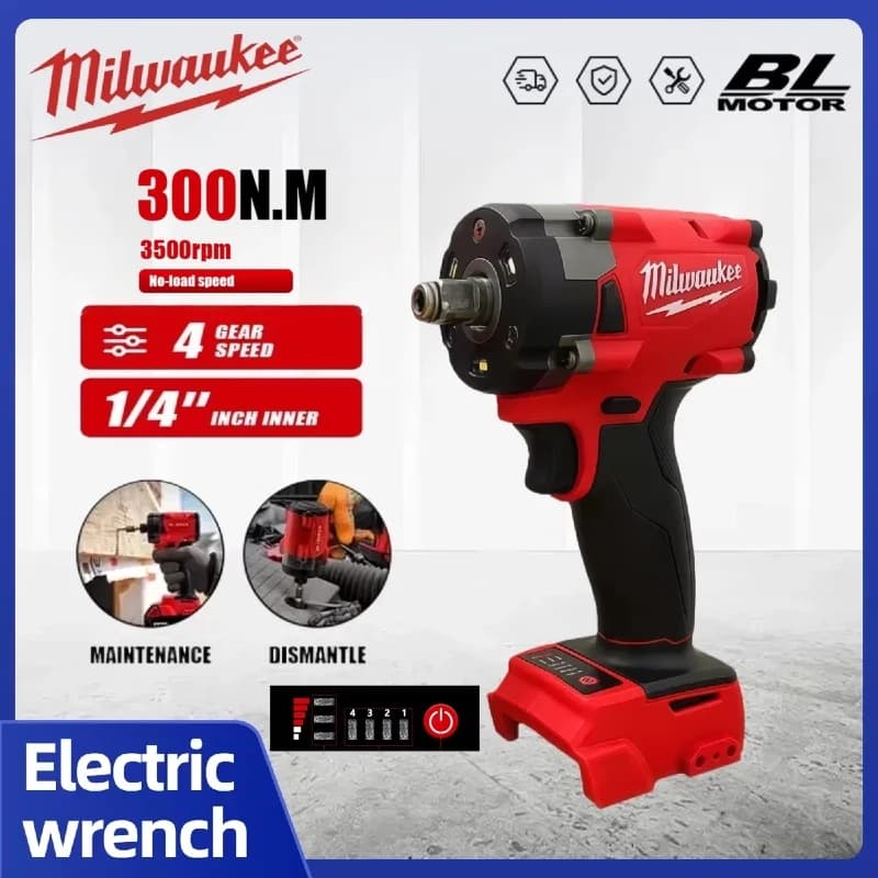Milwaukee bezkartáčový rázový utahovák 800NM 1/2 bezkartáčová rázová vrtačka, opravy automobilů, nákladních vozidel, šroubovák, nářadí, nářadí 18V