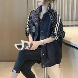 Jarní podzimní nové dámské trendy kontrastní barevné patchworkové nadrozměrné bundy na zip, ležérní streetwear kabáty s dlouhým rukávem Y2K - náhled 5