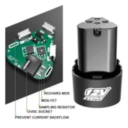 Univerzální dobíjecí lithium-iontová baterie 4000 mAh 12 V pro elektrické šroubováky, vrtačky, mini úhlové brusky a další elektrické nářadí. - náhled 4