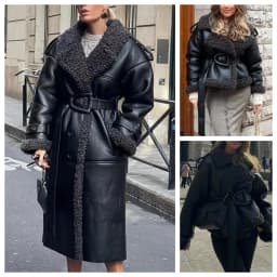 Faux Fur Leather Long Jacket Women Lapel Long Sleeve Belt Thicken Female Coats Winter Fashion Street
