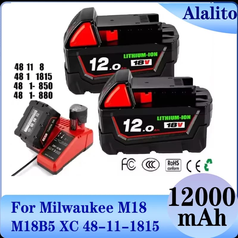 NOVÁ 12000mAH pro Milwaukee M18 18V náhrada za Milwaukee M18B5 XC Li-ion baterie 48-11-1815 48-11-1850 2604-22 2604-20