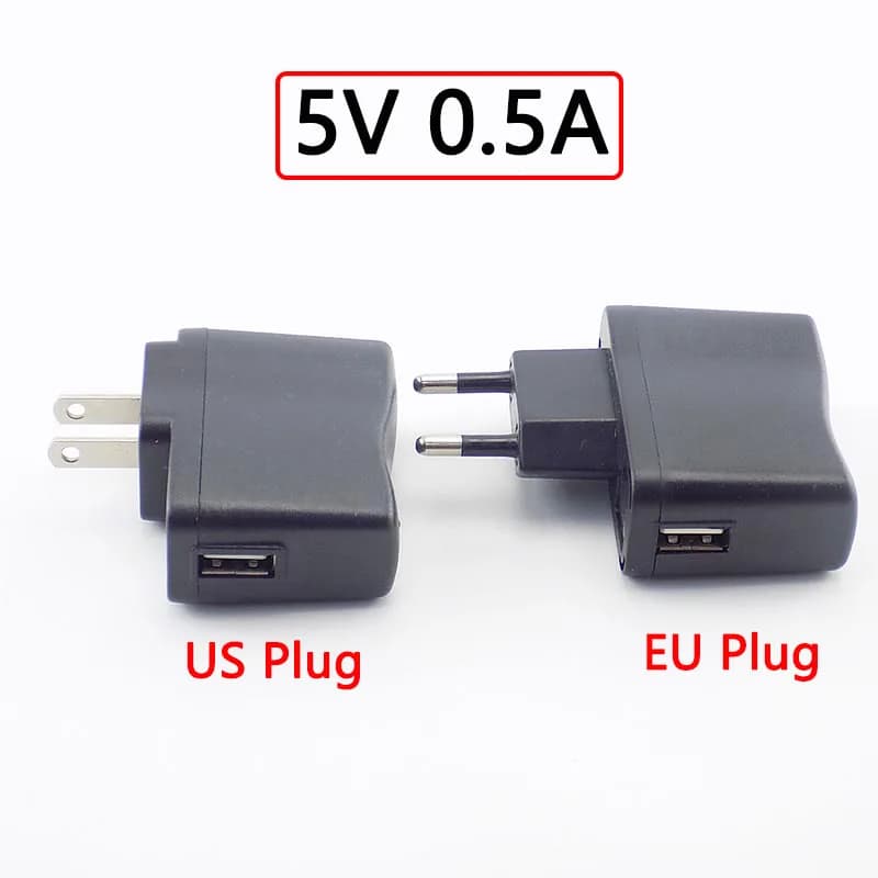 Napájecí adaptér s micro USB portem 5V 0,5A pro nabíjení LED páskových světel AC/DC 100V 240V 500mA DC USB nabíjecí hlava