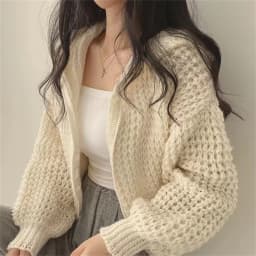 Korejský elegantní pletený svetr kabát ženy podzimní zimní módní pevná mikina s kapucí na zip kardigan dáma ležérní pouliční ležérní styl bunda - náhled 3