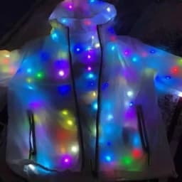 Hooded Light-up Jacket Glow Jacket Led Hooded Jacket Vibrant Colors Long Sleeve Pockets for Clubbing