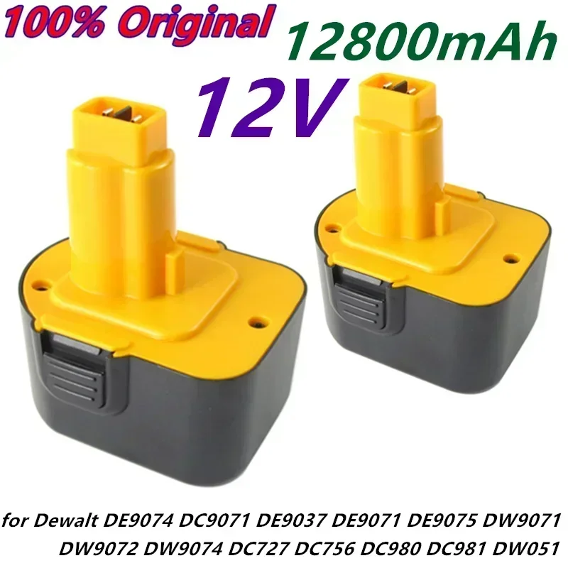 12V 12800mAh vysokokapacitní baterie pro nářadí kompatibilní s DE9074 DC9071 DE9037 DE9071 DE9075 DW9071 DW9072 DW9074 DC727 DC756 DC91