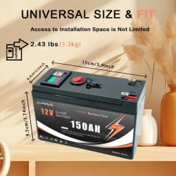 LiFePO4 12V 🪟Baterie Deep Cycle 18650 Lithium 150000mAh s vestavěným BMS, pro UPS, kajakový sonar, solární panel, Power Wheels - náhled 5