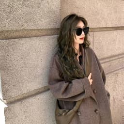 Dámský vlněný kabát v barvě plus size, moka coffee, nový, korejský styl, vysokoškolský styl, malá velikost, svrchní oblečení - náhled 5