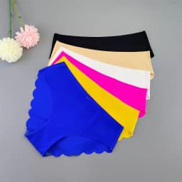 3Pcs/set Ruffle Cut Ice Silk Seamless Underwear Women Plus Size Thin Panties Drop Waist Hip Lift Bri