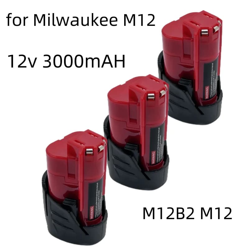 Náhradní baterie 12V 3Ah pro Milwaukee M12 XC 12V lithium-iontová baterie kompatibilní s elektrickým nářadím 48-11-2420 48-11-2411
